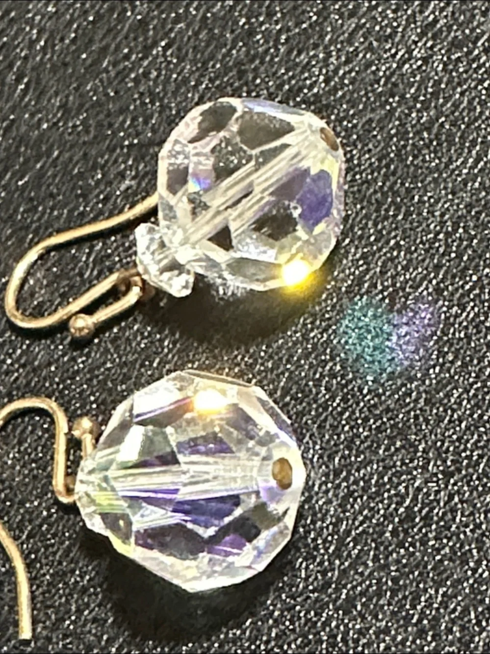 AB Faceted Crystal 14k Gold-plate Wire Back Drop Earrings